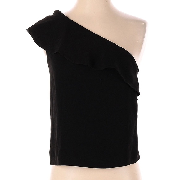Club Monaco Willim One Shoulder Ruffle Tank Blouse Asymmetrical Black 00 - Picture 3 of 6